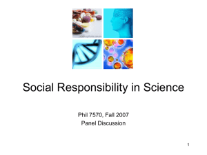 panel discussion on Social Responsibility in Science