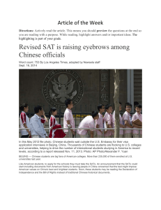 Revised SAT is raising eyebrows among Chinese officials