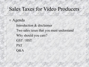 Sales Taxes for Video Producers - BC Professional Videographers