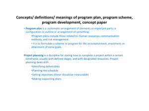 Concepts/ definitions/ meanings of program plan, program scheme