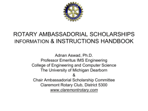 rotary ambassadorial scholarships college contacts 2010-2011