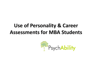 Use of Personality & Career Assessments for MBA Students
