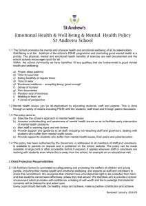 Policy Statement Emotional Health, Wellbeing and Mental Health 2016