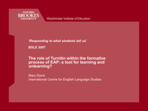 'Responding to what students tell us' BSLE 2007