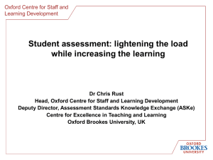 student assessment: lightening the load