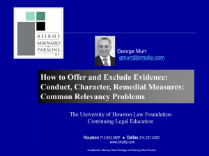 How to Offer and Exclude Evidence: Conduct, Character, Remedial