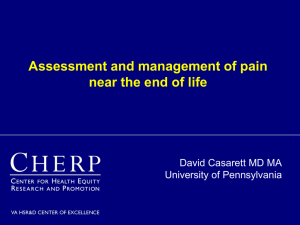 Assessment and management of pain near the end of life