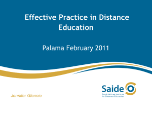 Effective Practice in Distance Education