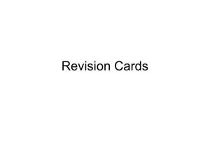 Revision Cards for Unit 1 and 2