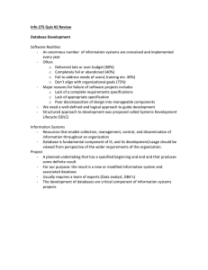 Info 275 Quiz #2 Review Database Development Software Realities