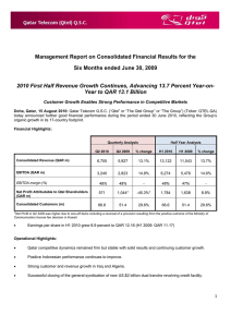Qtel Management Report on Consolidated Financial Results for the