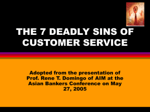 SEVEN DEADLY SINS OF CUSTOMER SERVICE