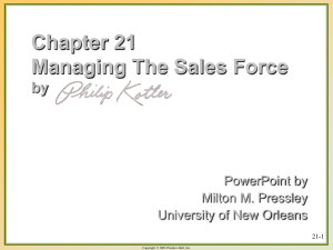 Chapter 21 sales management