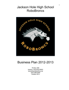 Jackson Hole High School RoboBroncs Business Plan 2012