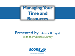 Managing Your Time and Resources