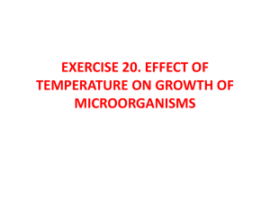 exercise 20. effect of temperature on growth of microorganisms