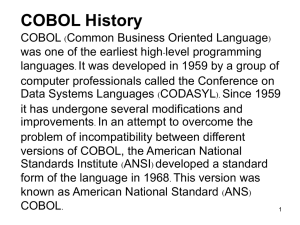 COBOL History - web page for staff