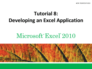 Tutorial 8: Developing an Excel Application