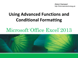 Tutorial 7: Using Advanced Functions and Conditional Formatting