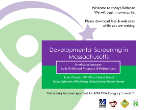 Developmental screening - Massachusetts Act Early Campaign