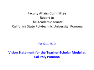 Vision Statement for the Teacher-Scholar Model at Cal Poly Pomona