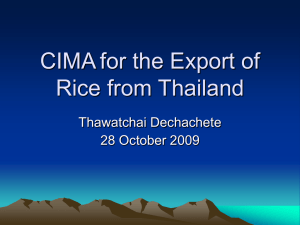 CIMA for the Export of Rice from Thailand