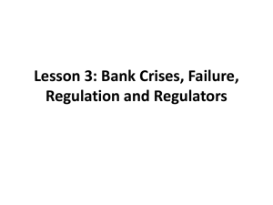 Lesson 3: Bank Crises, Failure, Regulation and Regulators