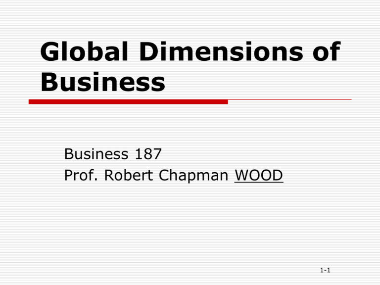 Global Dimensions Of Business