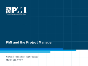PMI and the Project Manager