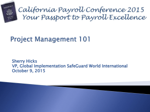 Project Management 101 - California Payroll Conference