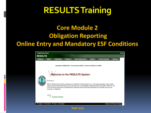 Module 2: Obligation Reporting -Online Entry and Mandatory ESF