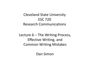 The Writing Process, Effective Writing, and Common Mistakes