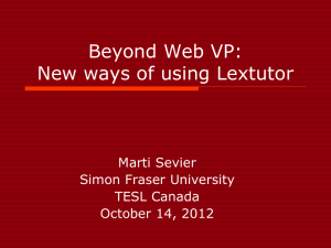 Beyond Web VP: New ways of using Lextutor