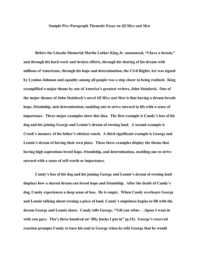 Sample 21 Paragraph Thematic Essay