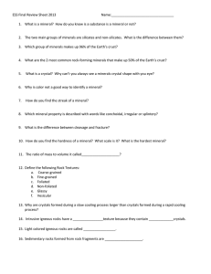 ESS Final Review Sheet 2013 Name: What is a mineral? How do