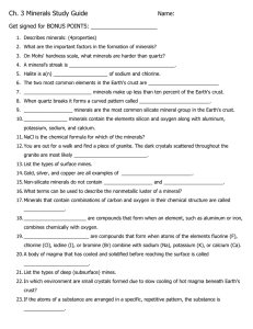 Ch. 3 Minerals Study Guide Name: Get signed for BONUS POINTS