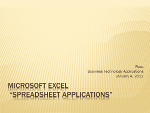 Microsoft Excel *Spreadsheet Applications