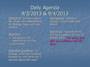 Daily Agenda 9/3/2013
