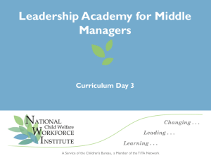 Leadership Academy for Middle Managers Curriculum Day 3