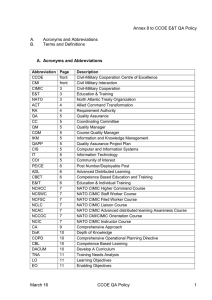 Annex 8 to CCOE E&T QA Policy Acronyms and Abbreviations