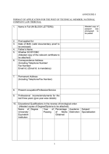 Format of Application for the posts of Technical Member, National