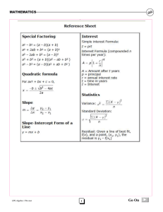 Algebra Pre-test 2014 Teacher's Edition