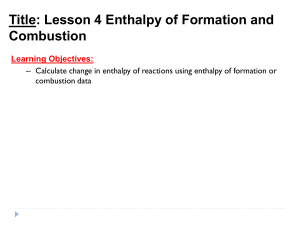 Enthalpy of Formation and Combustion