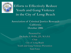 Efforts to Effectively Reduce Youth and Gang Violence in the City of