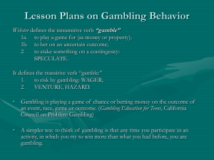 Lesson Plans on Gambling Behavior - KYCPG