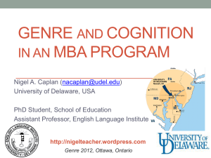 Genre and cognition in an mba program