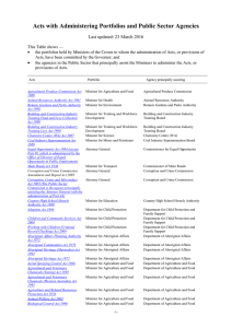 Acts with Administering Portfolios and Public Sector Agencies