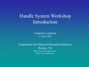 Handle System Workshop Introduction