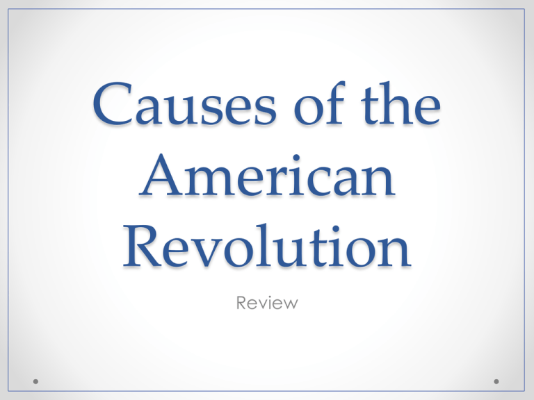 Causes Of The American Revolution Timeline