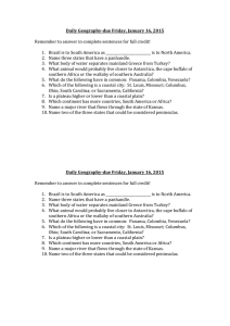 Daily Geography-due Friday, January 16, 2015 Remember to